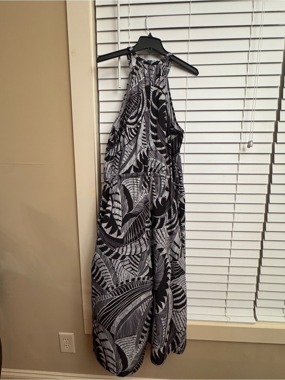 Athleta Black & White Wide Leg, Halter Romper, size 14